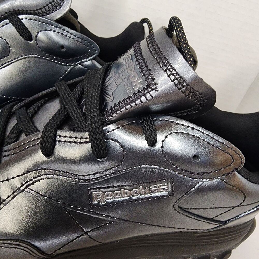 Reebok Cardi B Classic Leather Silver Sneakers Size 8.5 Womens - Picture 11 of 16